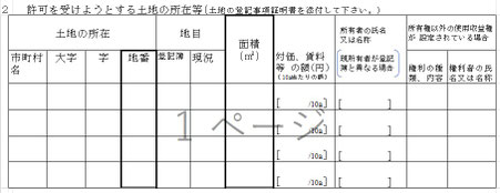 農地法第3条許可申請書及び別添