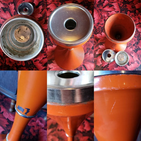 昭和レトロ スタンド灰皿 金属製 オレンジ レア ♪ - noraneco1972