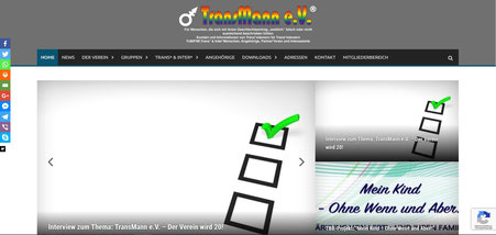 A screenshot of the starting page of TransMann e.V