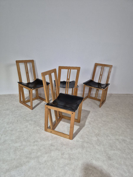 4 chaises françaises bois et cuir