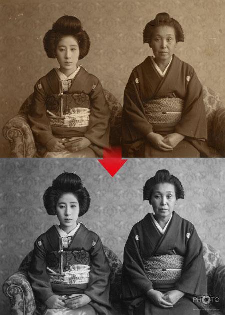 写真修復・修整基本作業例 難易度A　¥8,800（税込）