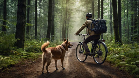 Aggressiver Hund jagdt Radfahrer