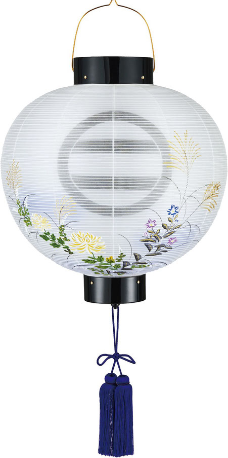 盆提灯 門提灯 丸 絹二重 乱菊 尺三丸 13号 電気コード式（6083-3R）