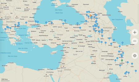 Nos bivouacs le long du trajet 13/04-3/07/2017 Grèce, Turquie, Iran, Arménie, Géorgie, Turquie, Grèce