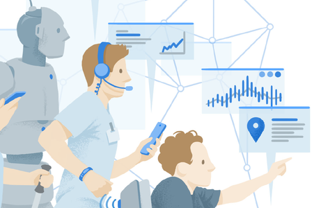 Ausschnitt der Visualisierung, stark digitalisierte Menschen © Michael Stünzi © Michael Stünzi