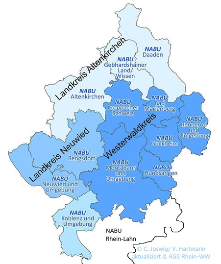 Lage der 13 NABU-Ortsgruppen