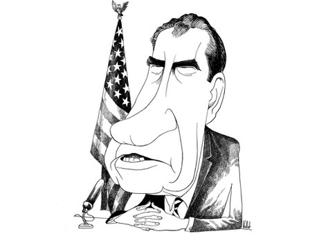 Karikatur von Richard Nixon