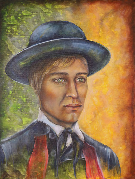Zeitreise Schwarzwald - Junger Mann in Tracht, Pellypainting, Acryl