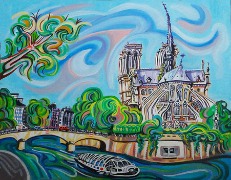 NOTRE DAME (PARIS). Oil on canvas. 51 x 71 x 3,5 cm.