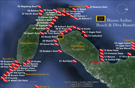 Dive sites Map