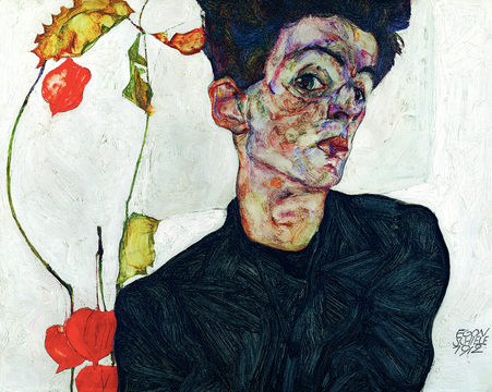 Egon Schiele, Selbstbildnis mit Lampionfrüchten, 1912 © Leopold Museum, Wien