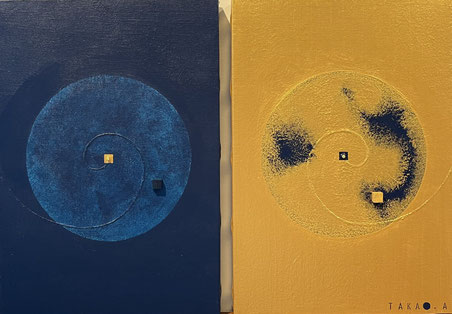 LIGHT & SHADOW S 1   P3*2   190mm×273mm*2   2025 Acrylic on canvas, wood