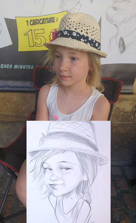 caricature réalisé dans les rues de sarlat en 2016