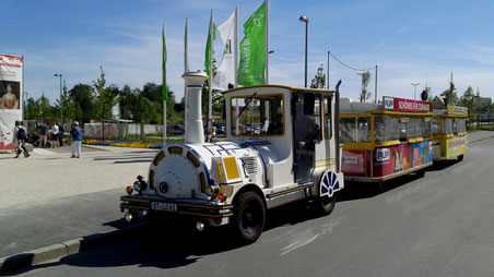 Mit der Tschu-Tschu-Bahn eine gemütliche und barrierefreie Fahrt durch Bayreuth. 