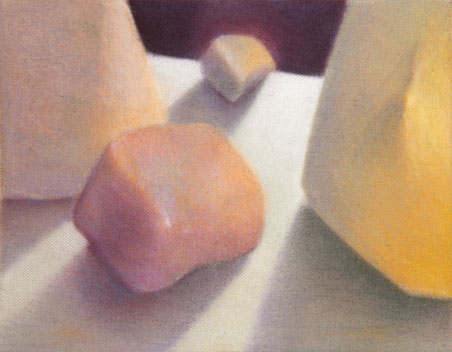 Steine, 2024, Pastell auf Leinwand, 45x35cm