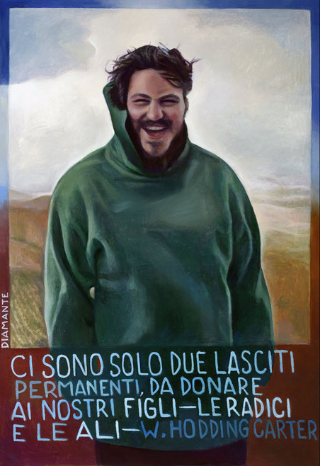 Enrico-Anteo ritratto, opera di Patrizia Diamante, olio su tela 2016