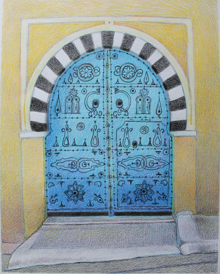 Sidi Bou Said. Disegno a pastello, 1994