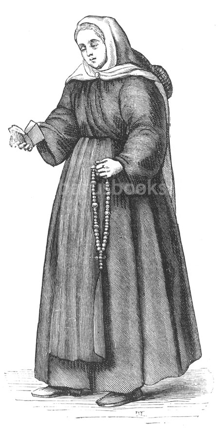 Abb. 274. – Waisenkind der venezianischen Krankenhäuser im 16. Jahrhundert. – Aus dem Werk von Cesare Vecellio: Oktav, 1590.