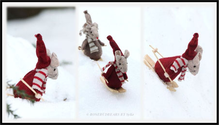 Mäuse Skier Schnee