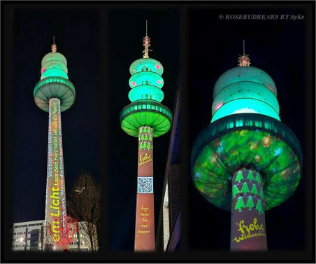 in Hannovers Innenstadt leuchtete der alte Fernsehturm weihnachtlich - Fotos by Sabrina Keese