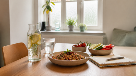 Stimmungsbild für Ernährungsberatung in Aachen mit ruhiger, persönlicher Atmosphäre.