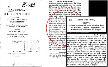 Bottari G., Ticozzi S., "Raccolta di lettere sulla pittura, scultura ed architettura", Milano, 1822 Vol. II, pp.494-534, p. 510