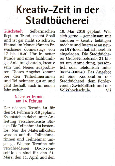 Kreativzeit in der Stadtbücherei