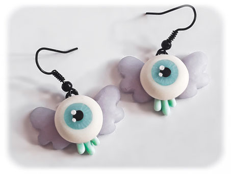 Creepy Cute Flying Eye Earrings