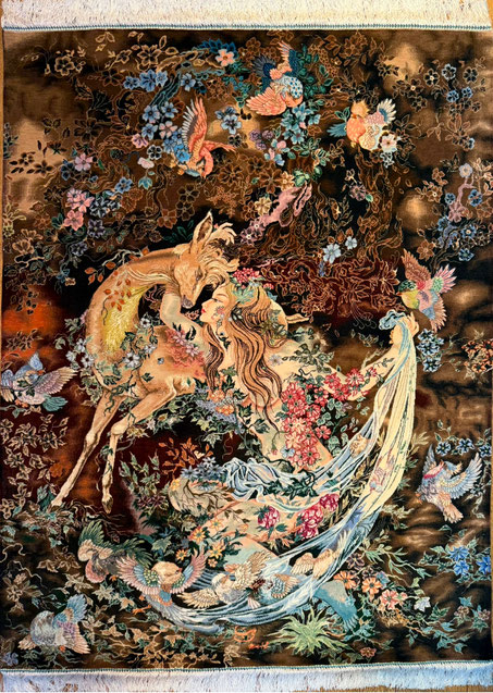 TABRIZ 80Raj ALINASAB工房　131ｘ101　とても細かくて繊細な表現の作品です