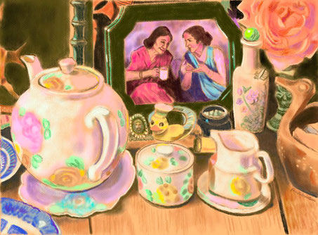 11.  "Chatting Over Tea"