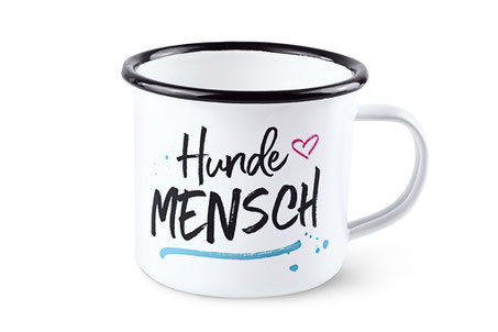 Pfotenschild Hund Emaille Becher Vintage Kaffeetasse Kaffeebecher Hundsprüche