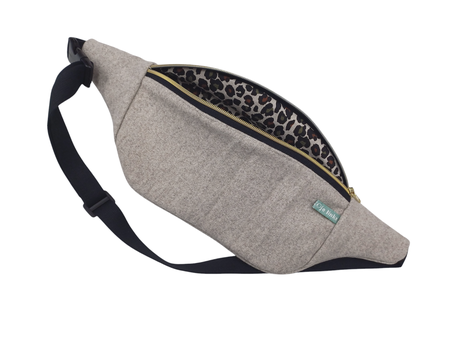 Cross Body Bag beige meliert Wollstoff