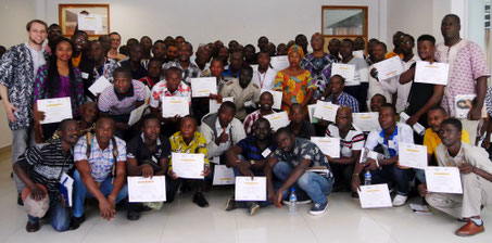 Teachers receiving their certificates
