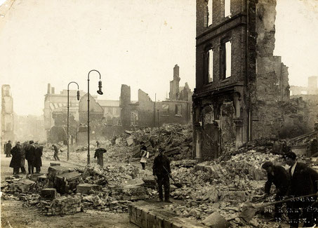 Photograph after the burning of Cork by British forces, 1920.