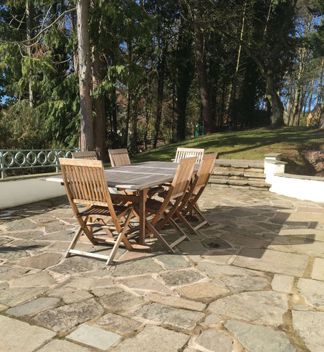 The terrace at Baillie Scott Cottage