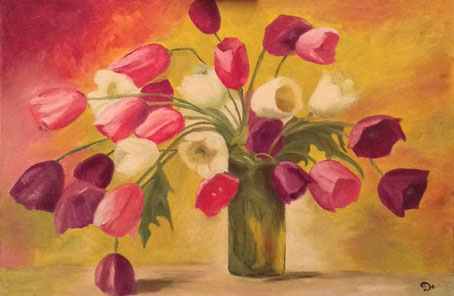 Vaso di tulipani - Olio su tela 35x50cm