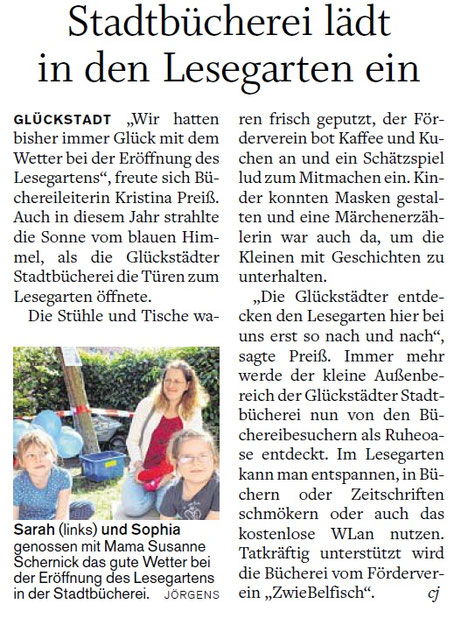 Stadtbücherei lädt in den Lesegarten ein