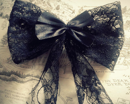Large Black Lace Lolita Bow