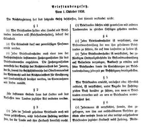 Verband Deutscher Brieftaubenzüchter, Conrad Troullier Medaille, Brieftaubenwesen, 1934, Brieftauben Historie, Olympia 1936, Brieftaubenschutzgesetz 1938