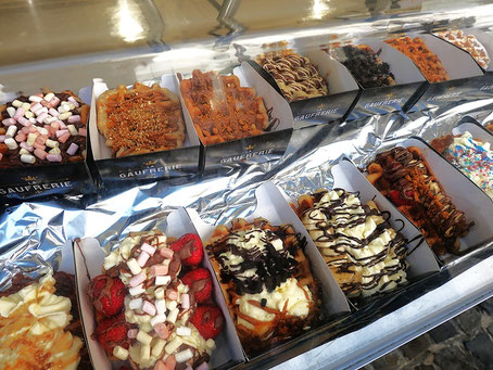 Tagesausflug Lüttich Tipps:  Große Auswahl an Waffeln in der Gaufrerie