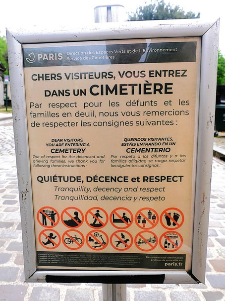 Paris Friedhof Père Lachaise: Besucherregeln