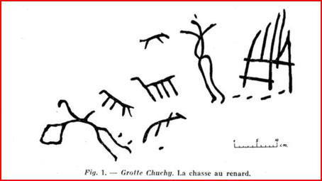 grotte Chuchy : chasse au renard (source : bulletin préhistorique de France ainsi que les deux autres illustrations)