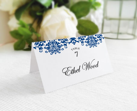 Silver Wedding Name Place Cards