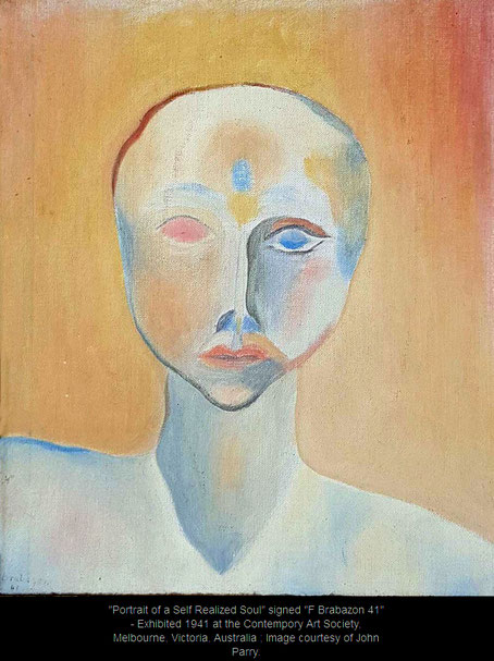 "Portrait of a Self Realized Soul" signed "F Brabazon 41" - Exhibited 1941 at the Contempory Art Society, Melbourne, Victoria, Australia ; Image courtesy of John Parry.