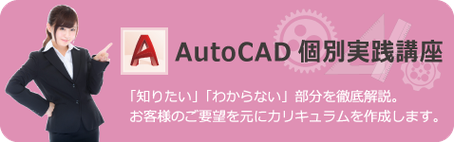 AutoCAD　個別実践講座　知りたい、わからない部分を講師が徹底解説いたします。お客様のご要望を元に