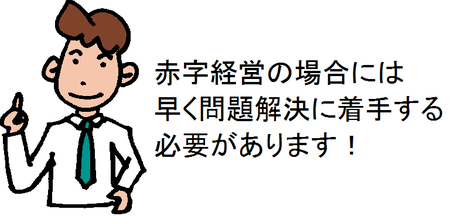 赤字経営の場合には早く問題解決に着手する必要があります！