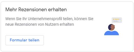 Screenshot des Felds "Mehr Rezensionen erhalten" in Google MyBusiness