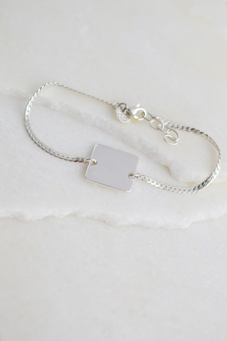 bracelet souple avec plaquette carré en argent modèle Forma f03