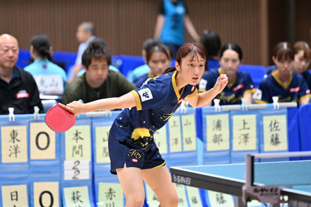 リーグ戦デビューを飾った本間は日本体育大学戦、國學院大学戦で貴重な勝利(写真提供:関東学生卓球連盟)