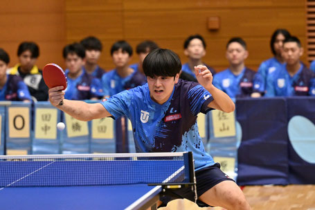 シングルス3勝、ダブルス2勝の活躍を見せた大貫(写真提供:関東学生卓球連盟)